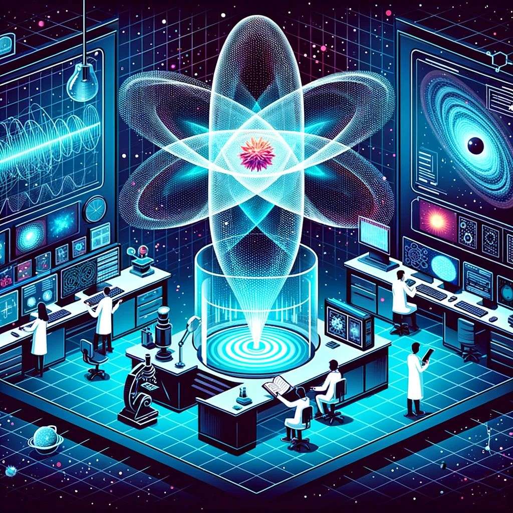 the discovery of gravity, particle explosion, digital art